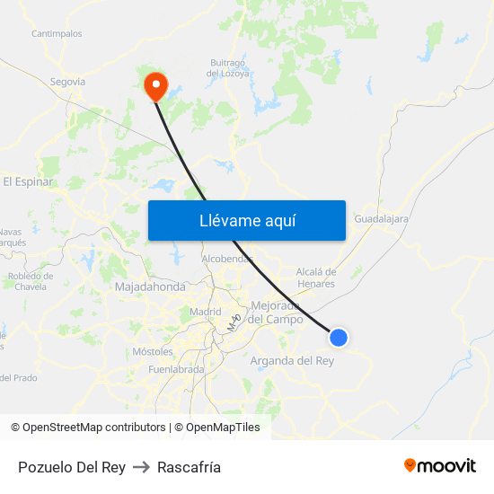 Pozuelo Del Rey to Rascafría map