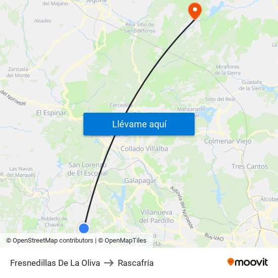 Fresnedillas De La Oliva to Rascafría map