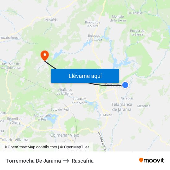 Torremocha De Jarama to Rascafría map