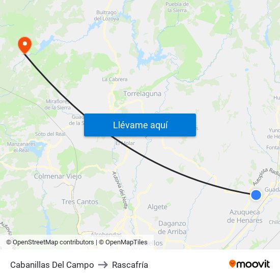 Cabanillas Del Campo to Rascafría map
