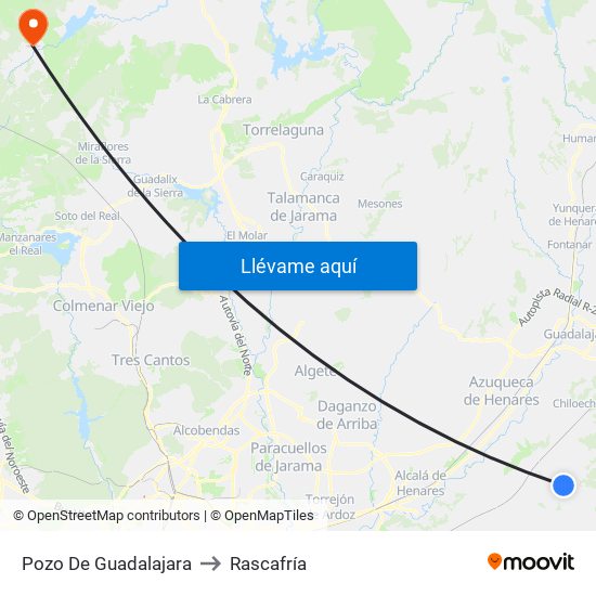 Pozo De Guadalajara to Rascafría map