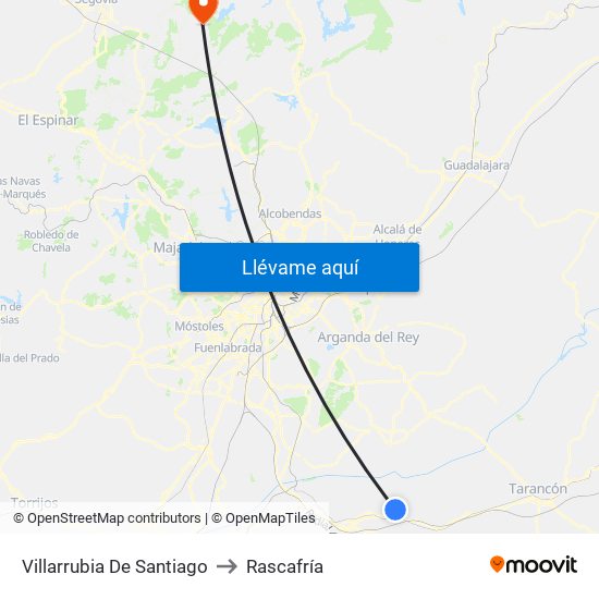 Villarrubia De Santiago to Rascafría map