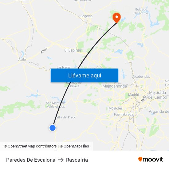Paredes De Escalona to Rascafría map