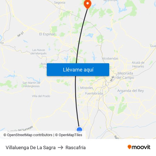 Villaluenga De La Sagra to Rascafría map