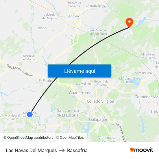 Las Navas Del Marqués to Rascafría map