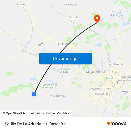 Sotillo De La Adrada to Rascafría map