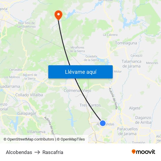 Alcobendas to Rascafría map