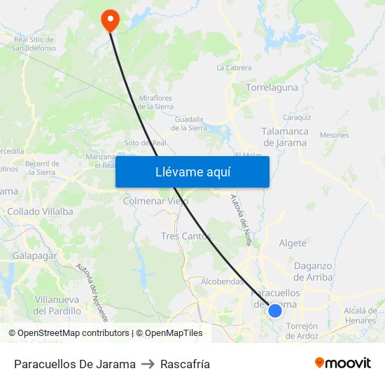 Paracuellos De Jarama to Rascafría map