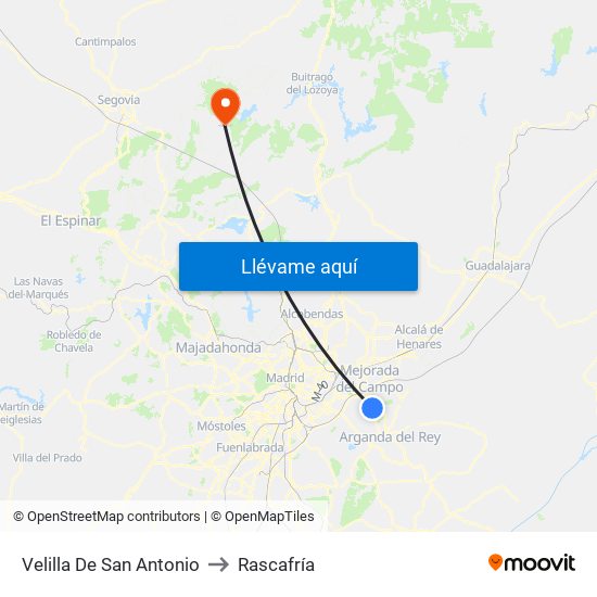 Velilla De San Antonio to Rascafría map