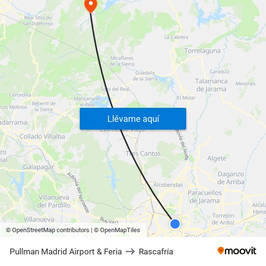 Pullman Madrid Airport & Feria to Rascafría map