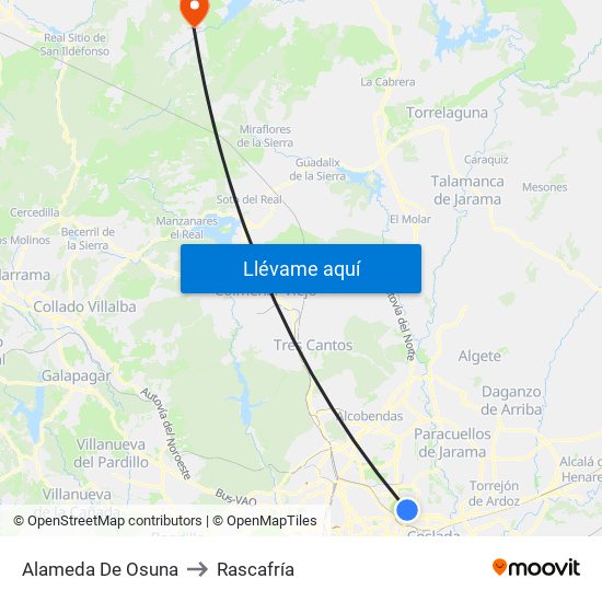 Alameda De Osuna to Rascafría map