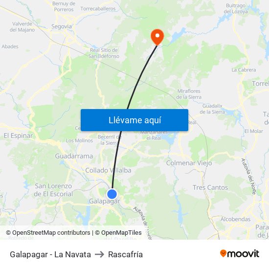 Galapagar - La Navata to Rascafría map
