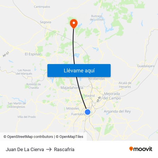 Juan De La Cierva to Rascafría map