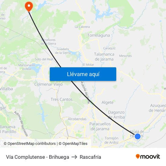 Vía Complutense - Brihuega to Rascafría map