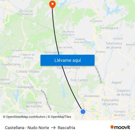 Castellana - Nudo Norte to Rascafría map