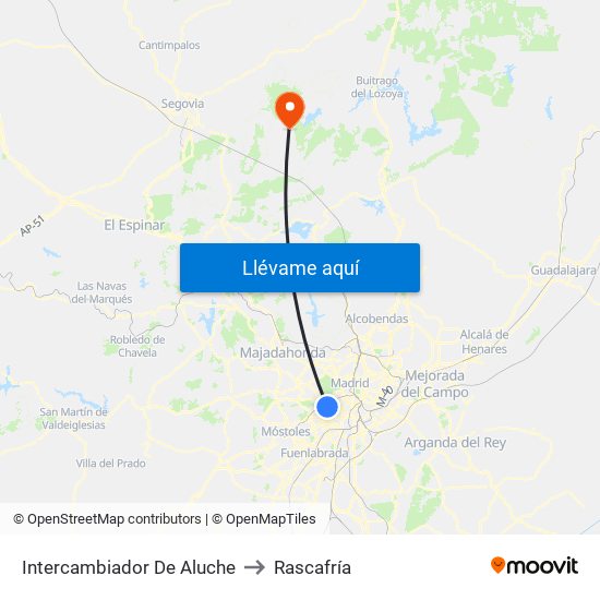 Intercambiador De Aluche to Rascafría map