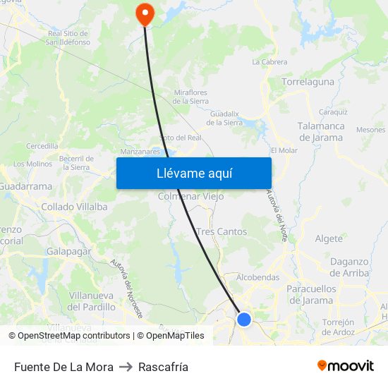 Fuente De La Mora to Rascafría map