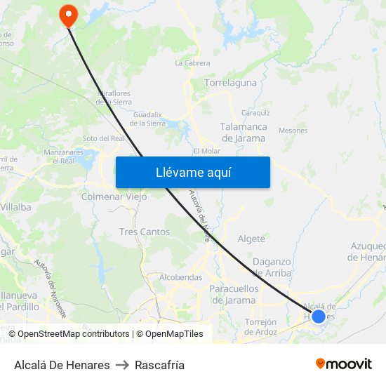 Alcalá De Henares to Rascafría map
