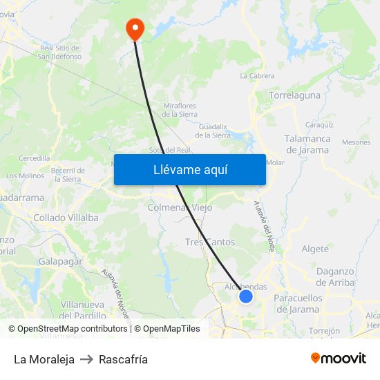 La Moraleja to Rascafría map