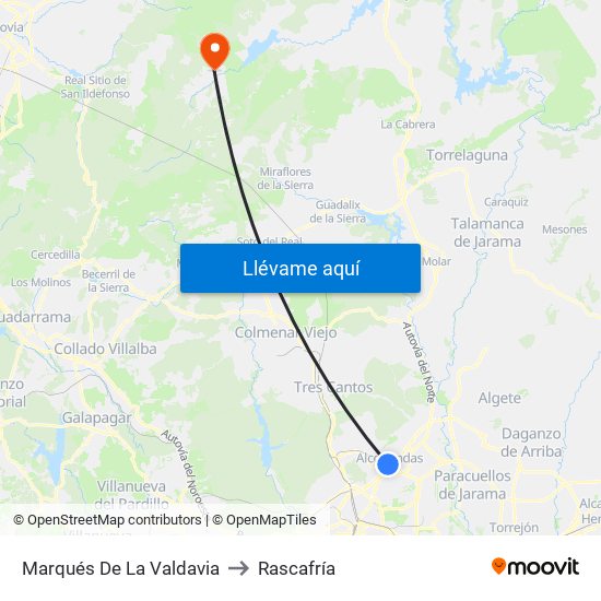 Marqués De La Valdavia to Rascafría map