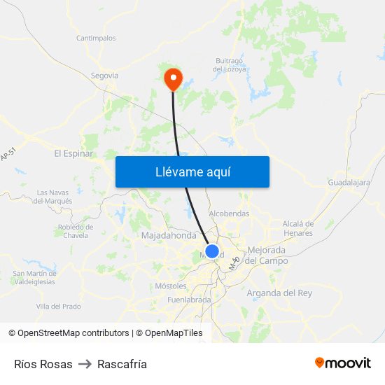 Ríos Rosas to Rascafría map