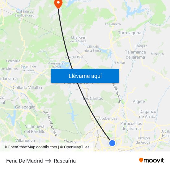 Feria De Madrid to Rascafría map
