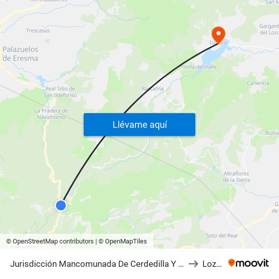 Jurisdicción Mancomunada De Cerdedilla Y Navacerrada to Lozoya map