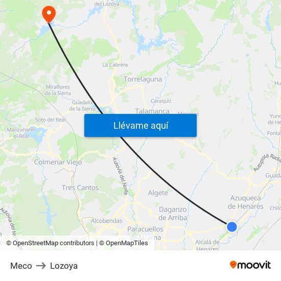 Meco to Lozoya map