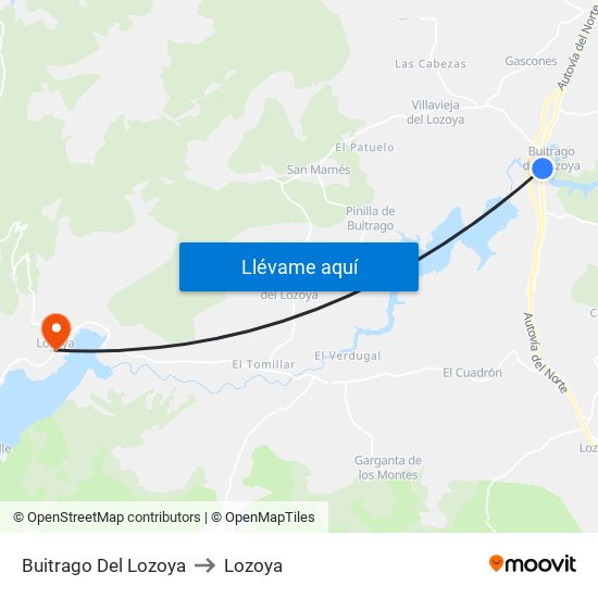 Buitrago Del Lozoya to Lozoya map
