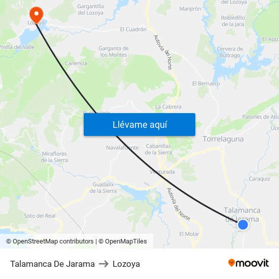 Talamanca De Jarama to Lozoya map
