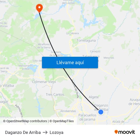 Daganzo De Arriba to Lozoya map