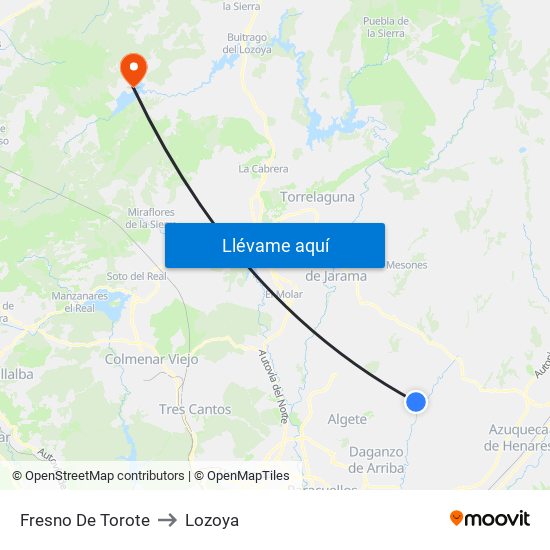 Fresno De Torote to Lozoya map