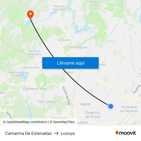Camarma De Esteruelas to Lozoya map