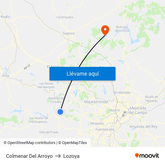 Colmenar Del Arroyo to Lozoya map