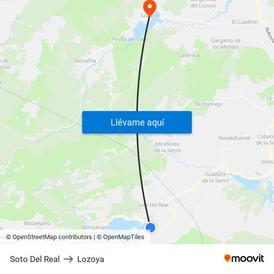 Soto Del Real to Lozoya map