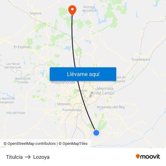 Titulcia to Lozoya map