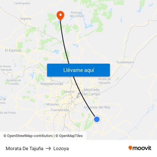 Morata De Tajuña to Lozoya map