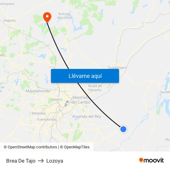 Brea De Tajo to Lozoya map