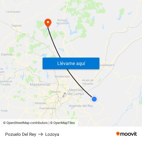 Pozuelo Del Rey to Lozoya map