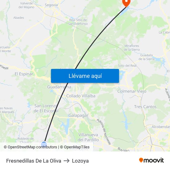 Fresnedillas De La Oliva to Lozoya map