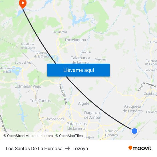 Los Santos De La Humosa to Lozoya map