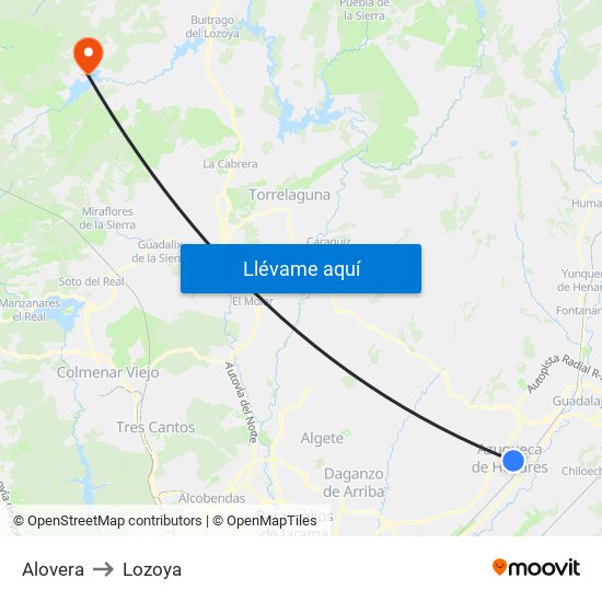 Alovera to Lozoya map