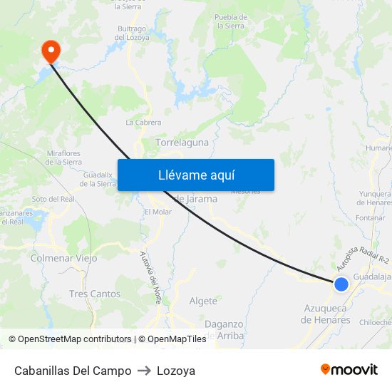 Cabanillas Del Campo to Lozoya map