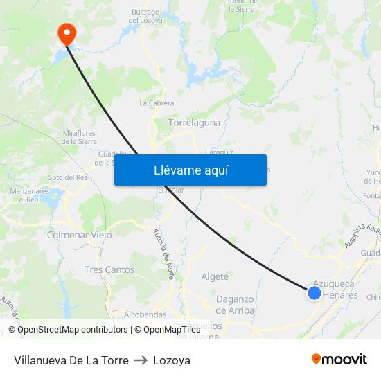 Villanueva De La Torre to Lozoya map