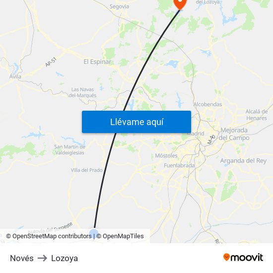 Novés to Lozoya map