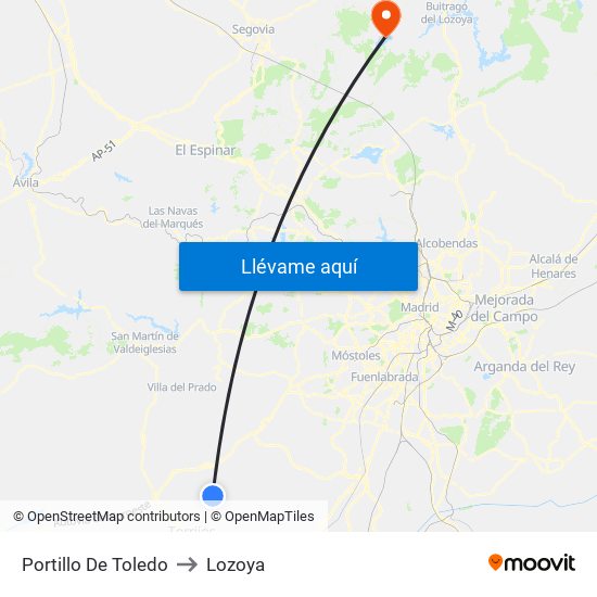 Portillo De Toledo to Lozoya map