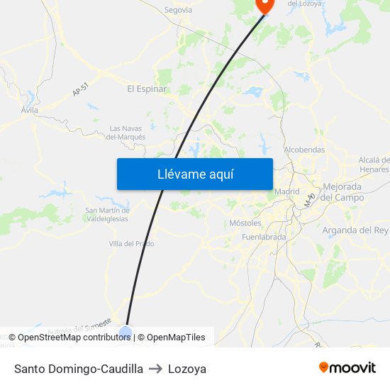 Santo Domingo-Caudilla to Lozoya map