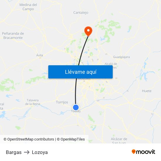 Bargas to Lozoya map