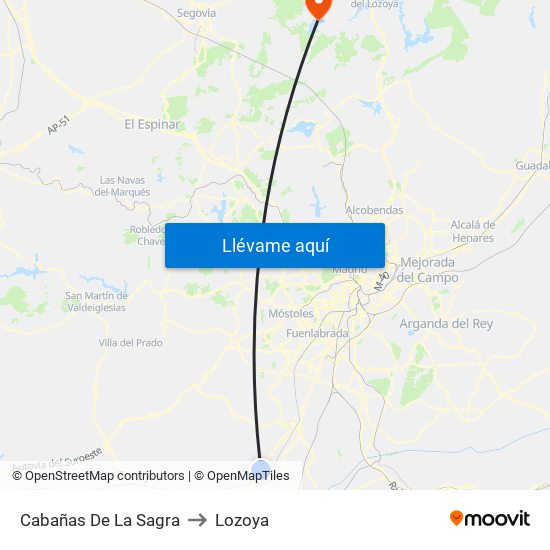Cabañas De La Sagra to Lozoya map