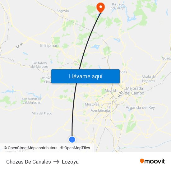 Chozas De Canales to Lozoya map